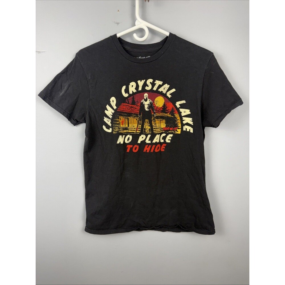Friday The 13th Size M Black Graphic  Tee "Camp Crystal Lake No Place To Hide"